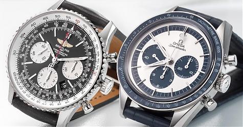 復古味三眼計時 百年靈 Navitimer 01 vs OMEGA Speedmaster