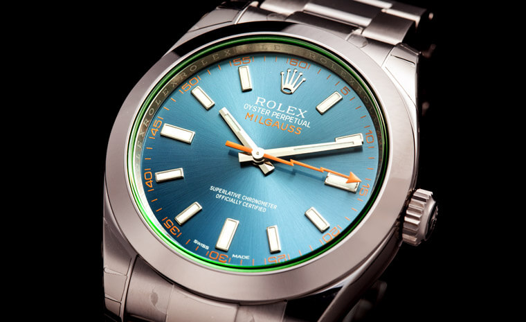 劳力士运动表推荐 Milgauss绿玻璃116400GV标榜高抗磁性能