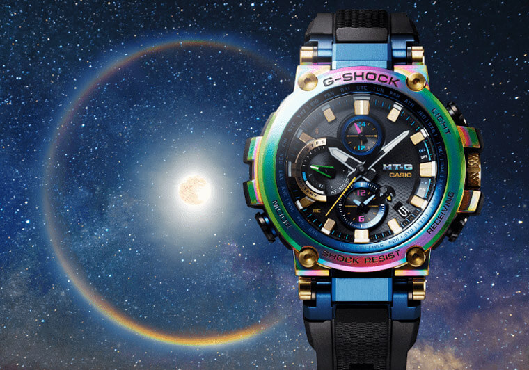 鲜艳的彩虹离子镀层表圈 CASIO G-SHOCK MTG-B1000RB