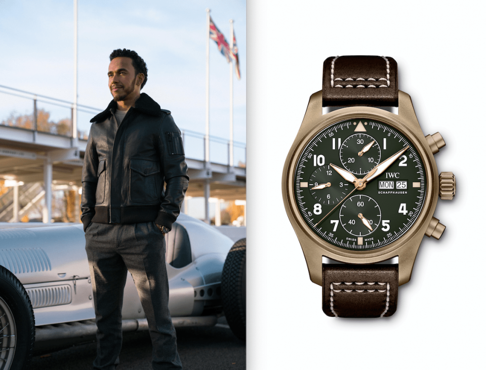 F1巨星漢米爾頓開銀箭賽車和噴火戰機尬車 手上戴IWC飛行員青銅計時錶
