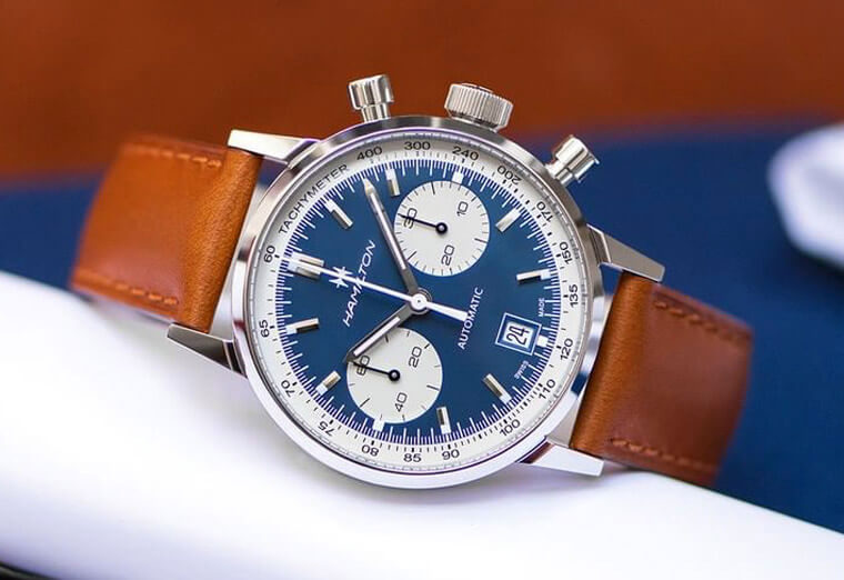 汉米尔顿复古赛车表Intra-Matic多了蓝面棕色表带可选