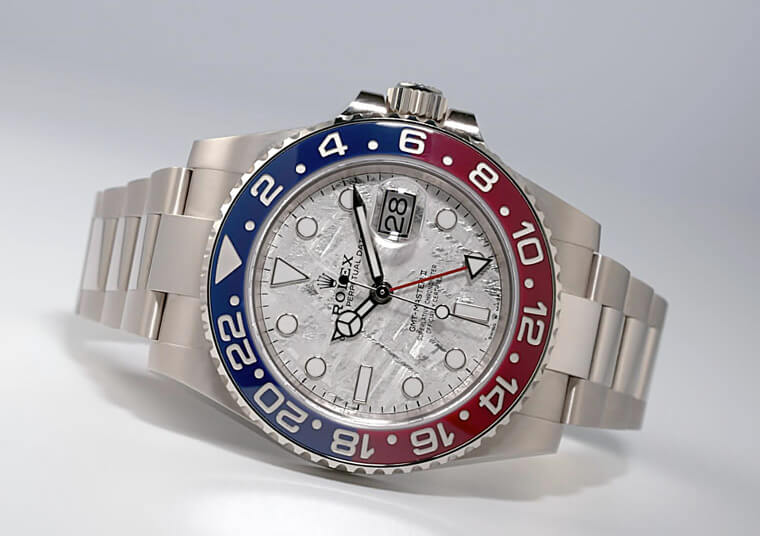 劳力士GMT-Master II 126719BLRO换上陨石面衬托白金表壳的高贵感