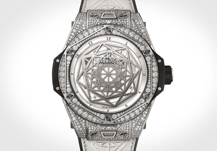 宇舶携手伦敦刺青工坊Sang Bleu推出Big Bang Unico Sang Blue白色满钻手表