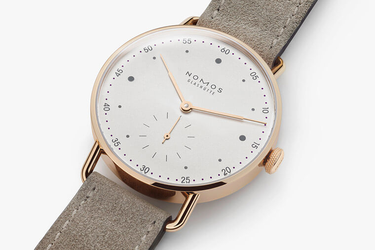 NOMOS Metro玫瑰金手表缩小表壳并换上Alpha手上链机芯