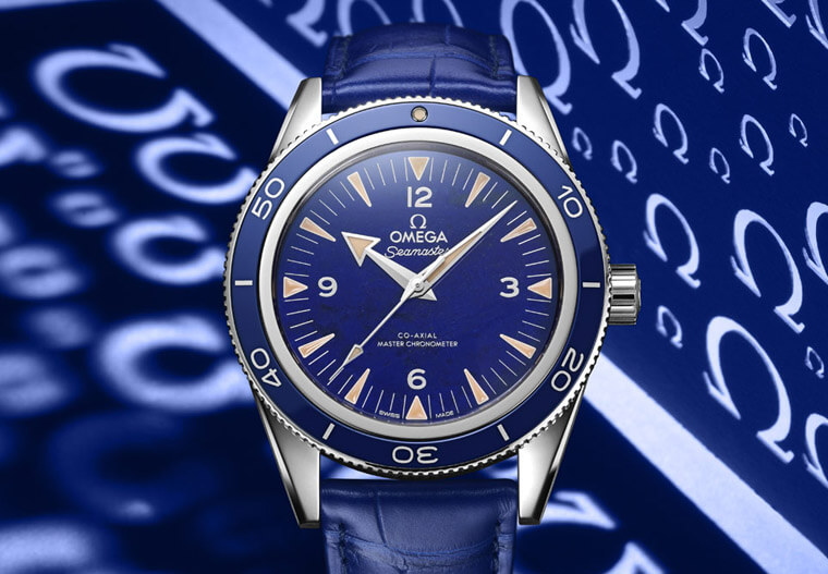 欧米茄海马300再推出蓝色陶瓷圈加青金石面盘铂金版