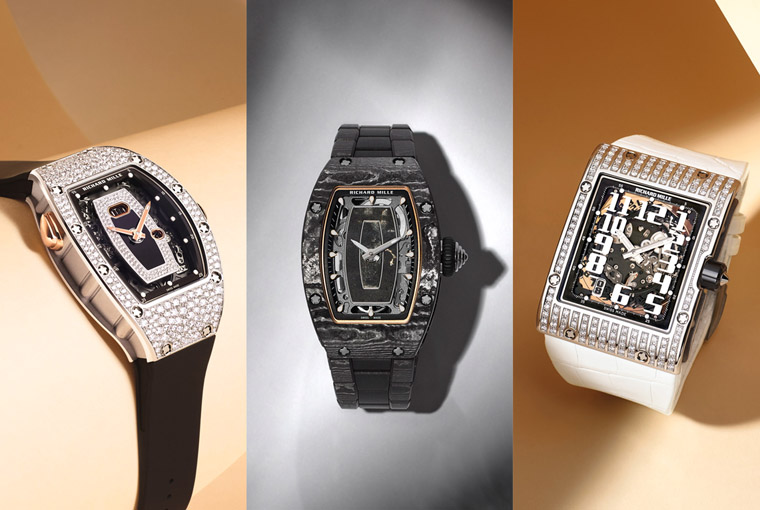 RICHARD MILLE多款不同材質、設計、寶石鑲嵌和錶帶材質的高級女錶一次推薦