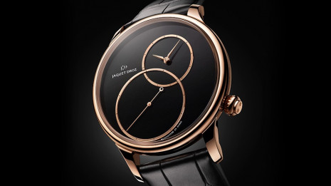 雅克德羅新款偏心大秒針手錶運用墨玉材質打造面盤