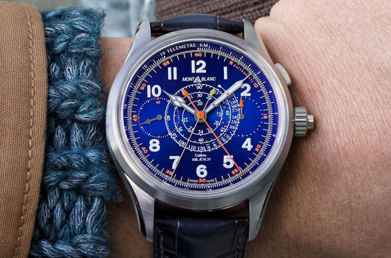 萬寶龍1858追針計時錶限量款100面盤採用漸層藍色大明火琺瑯一展高顏值