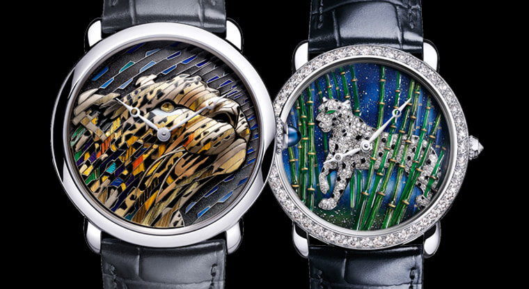 卡地亞Ronde Louis Cartier系列推出兩款裝飾工藝手錶各自詮釋美洲豹主題