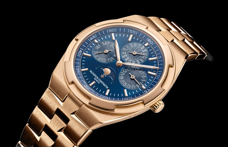 江詩丹頓Overseas超薄萬年曆藍面版本  2020新增玫瑰金鍊帶款式