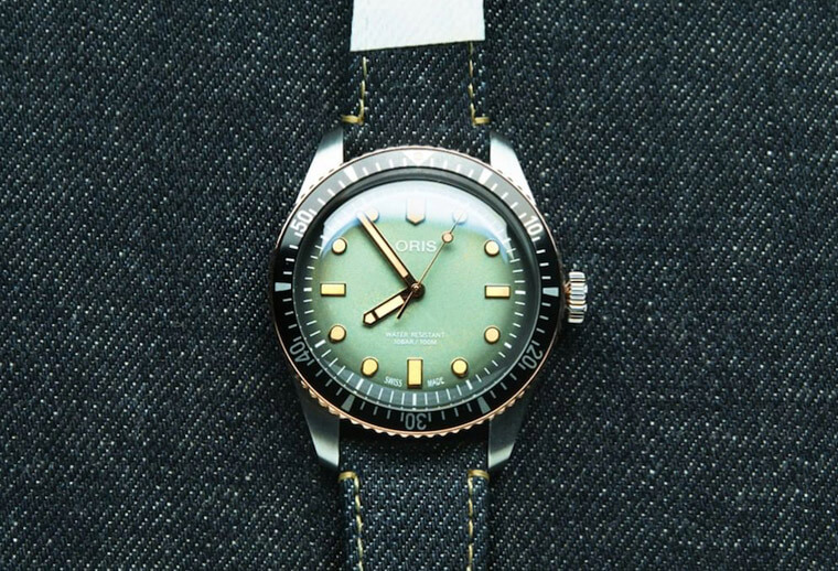 日本高端牛仔褲品牌桃太郎幫ORIS Divers 65半銅潛水錶打造專屬錶帶 潮味上手