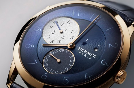 爱马仕Slim d’Hermès GMT两地斗藴手表再推出玫瑰金蓝面改款