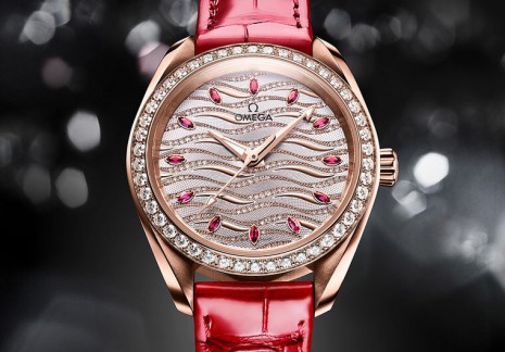 歐米茄Aqua Terra以K金搭配紅寶石和鑽石勾勒華麗高顏值