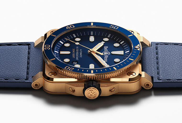 蓝面BR03-92青铜潜水表小改款 表圈改换蓝色阳极氧化铝材质