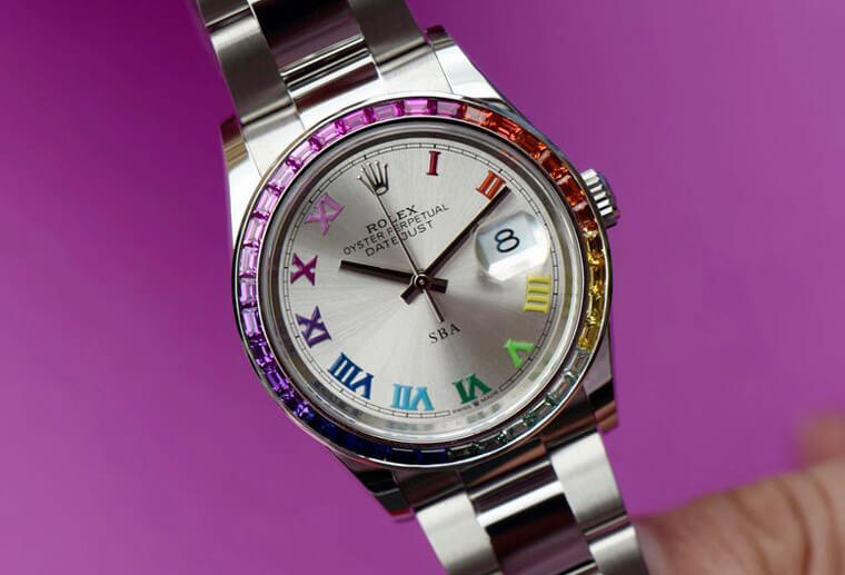 第一次看到Datejust彩虹圈,还配彩虹字!