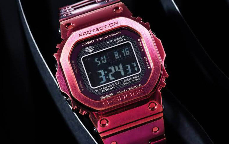 不锈钢G-SHOCK首见酒红色IP离子电镀表壳