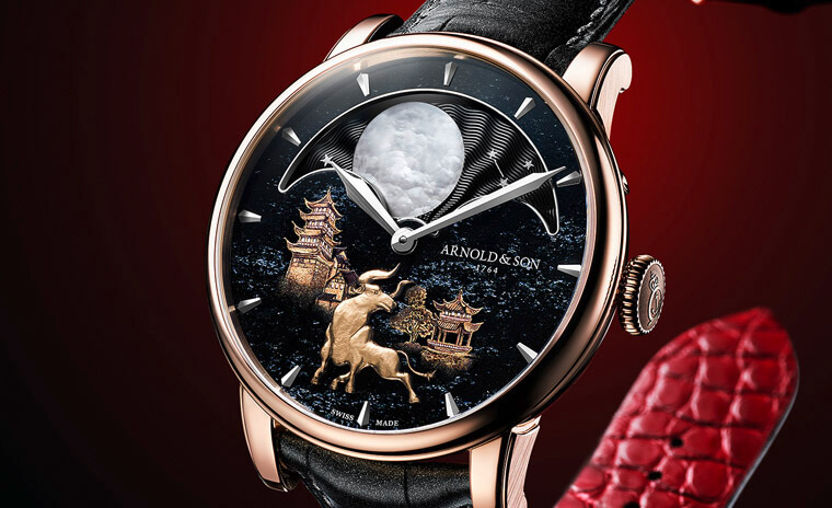 亞諾表以超大月相結合金雕歡慶農曆牛年