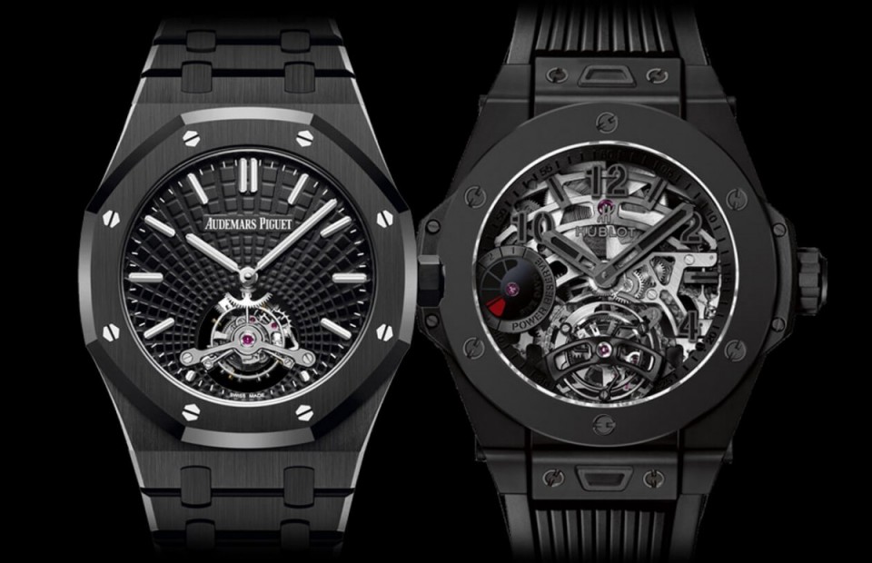 暗黑风人气高阶机械表  AP、HUBLOT陶瓷陀飞轮比较