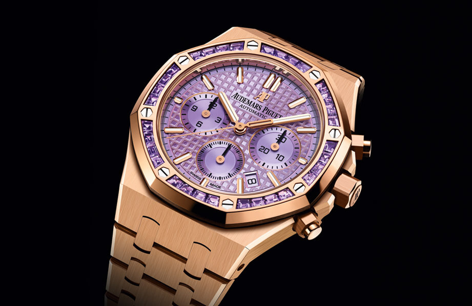 AP皇家橡樹計時錶首見紫水晶錶圈 紫色面盤更有特殊幻彩效果