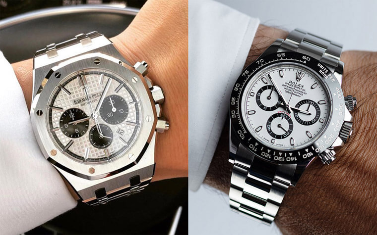 超人氣不鏽鋼熊貓面計時碼錶 AP皇家橡樹與勞力士Daytona比較