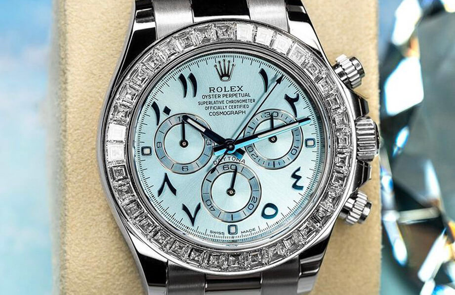 開箱超稀有勞力士鉑金冰藍面阿拉伯時標Daytona