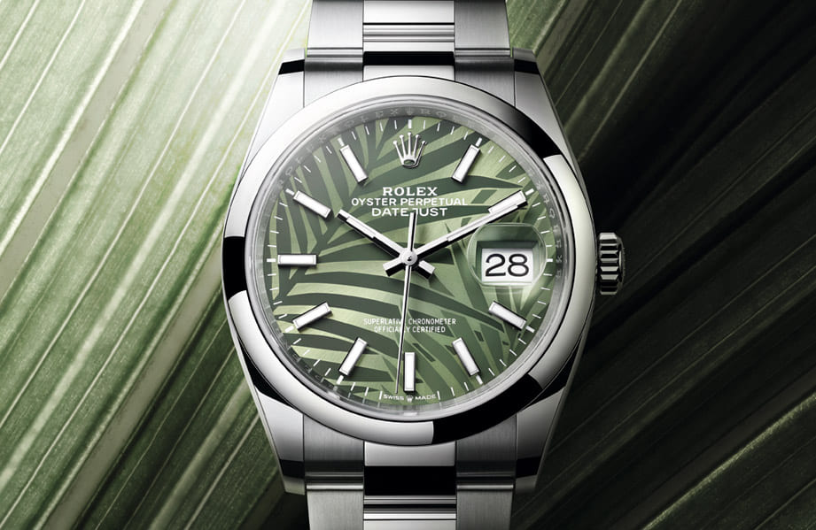 勞力士Datejust 36棕櫚葉圖案大展錶面技藝
