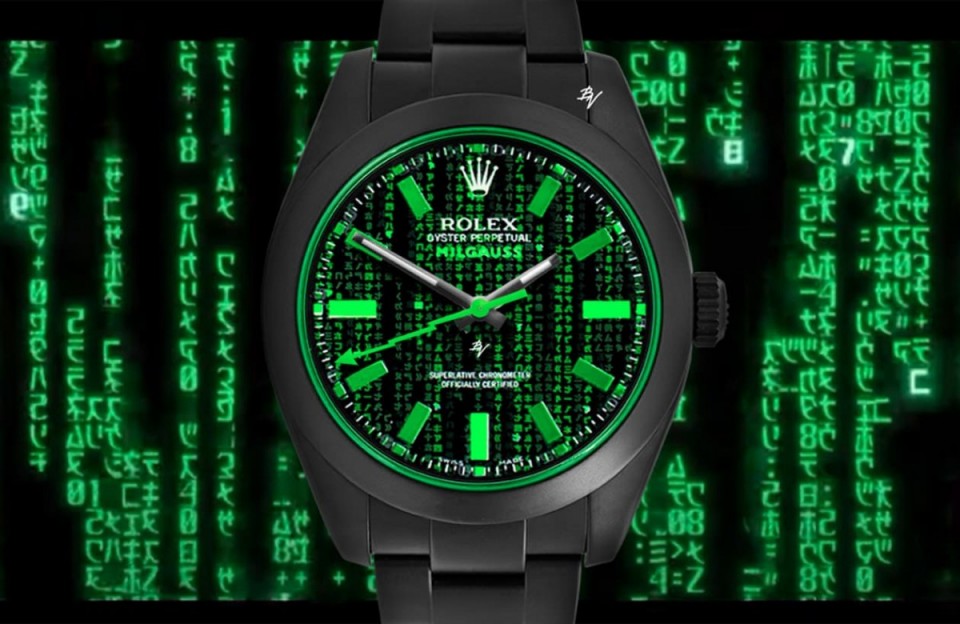 惊见劳力士Milgauss《骇客任务》特别版！布满绿色乱码致敬科幻大片
