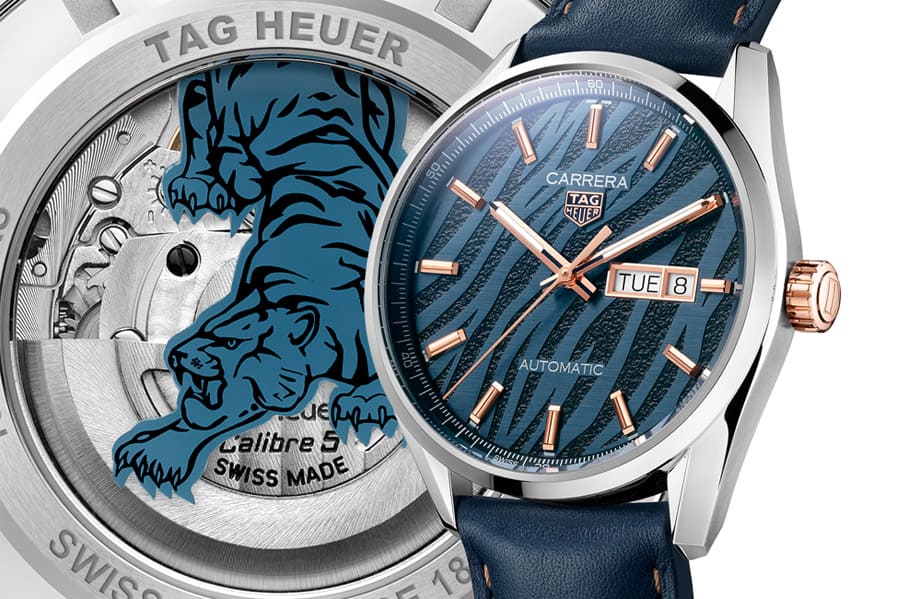 泰格豪雅Carrera虎年限量錶在面盤放上虎紋展現應景氛圍