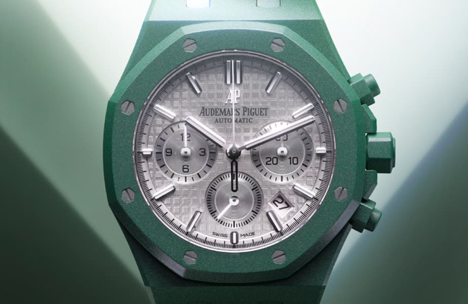 “綠陶瓷+銀色棋盤面” 今日最美的一支AP皇家橡樹計時碼錶