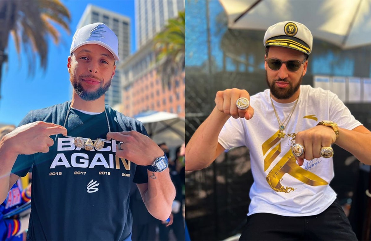 NBA勇士队冠军游行“浪花兄弟”Curry和K汤大秀话题神表