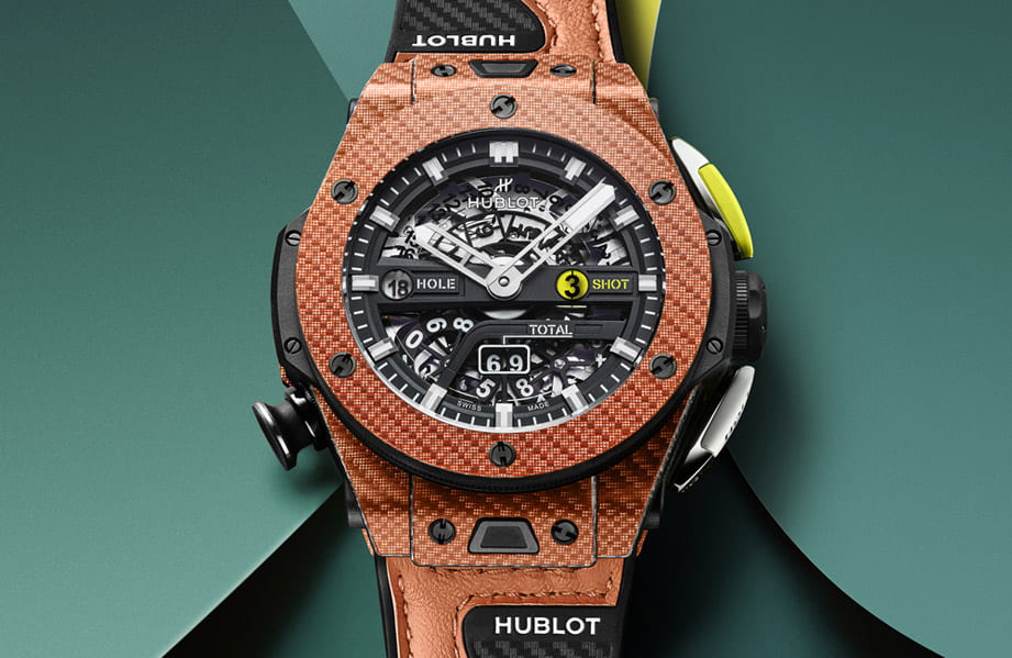 宇舶大爆炸高爾夫球錶嶄新換上橘色鍍鋁碳纖維錶殼展示獨家功能