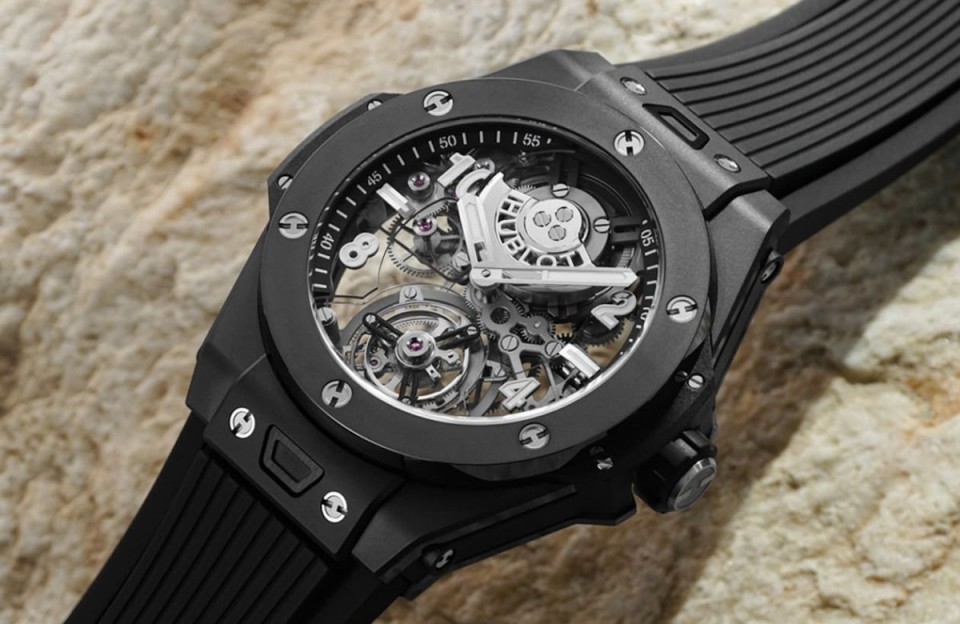 「展现大复杂工艺神技」评点HUBLOT大爆炸魔力黑陀飞轮