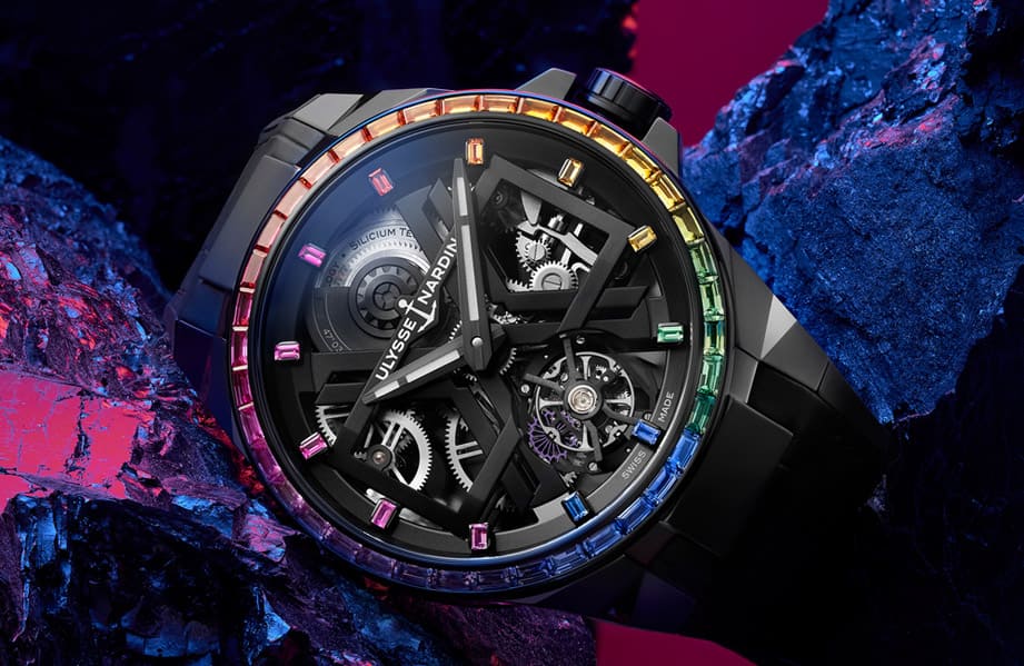 雅典表Blast陀飞轮、Lady Diver潜水表纷纷结合彩虹圈元素释放硅晶般的绚丽效果