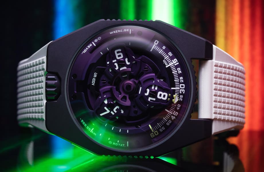 URWERK UR-100V独家卫星时间显示系统换上紫色诠释神祕气质