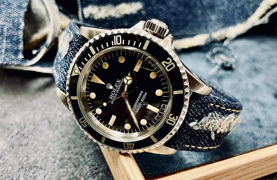 以日本着名儿岛牛仔布设计手工破坏表带  搭劳力士或Apple Watch潮到爆