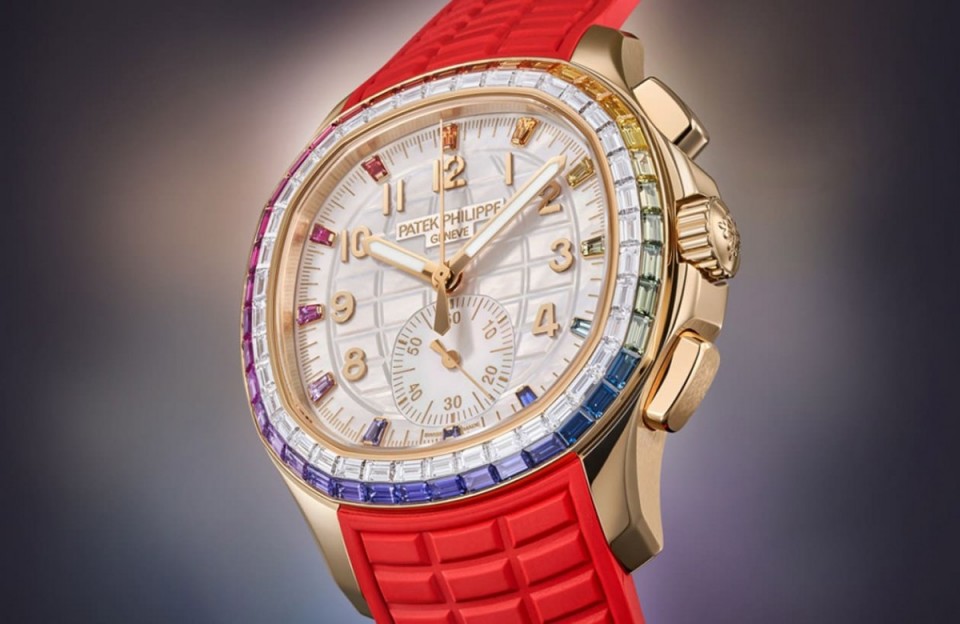 PP第一支自動計時女錶Aquanaut Luce  彩虹圈配鑽石華麗滿分