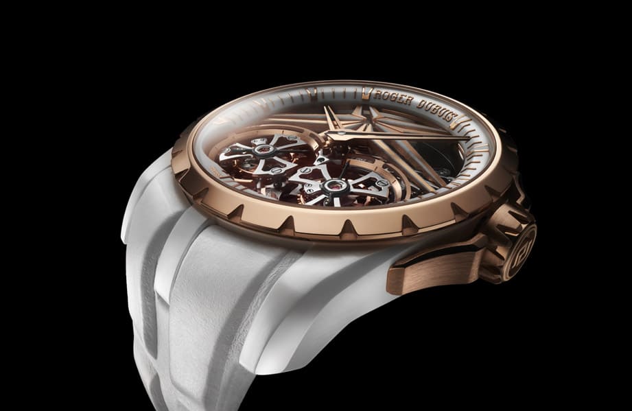罗杰杜彼Excalibur新作第一次尝试结合白色陶瓷表壳搭EON Gold玫瑰金表圈