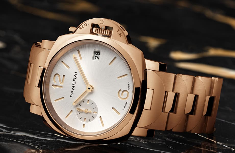 沛纳海Luminor Due系列出现品牌首见Goldtech红金链带款式