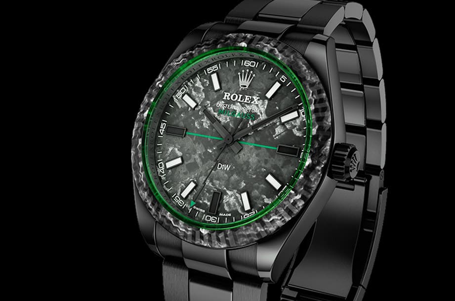 令人感到惊喜的碳纤维劳力士Milgauss绿玻璃
