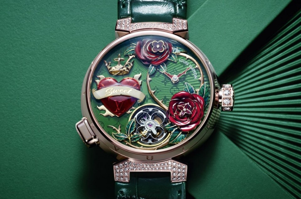 路易威登Tambour玫瑰愛心活動裝置陀飛輪 啟動瞬間手錶魅力再升級