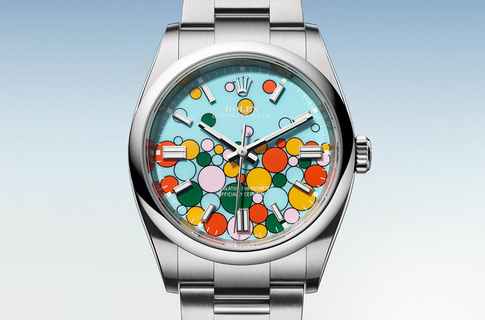 勞力士OP延續彩色漆面熱潮 新推「慶典」風格彩色氣泡面盤