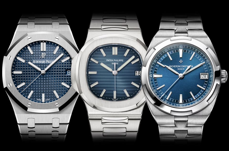 AP皇家橡樹、PP金鷹與VC Overseas鋼殼藍面一年間價格比較