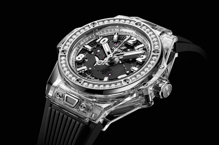 宇舶Big Bang大爆炸系列又见採用全透明蓝宝石表壳新作 表圈镶钻是新亮点