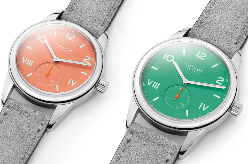 NOMOS Club Campus换上珊瑚色或绿色面盘洋溢年轻活力