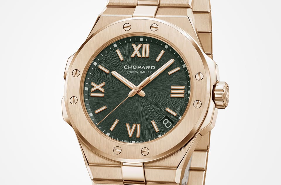 萧邦绿面Alpine Eagle再加1 改玫瑰金表壳继续推广环保理念