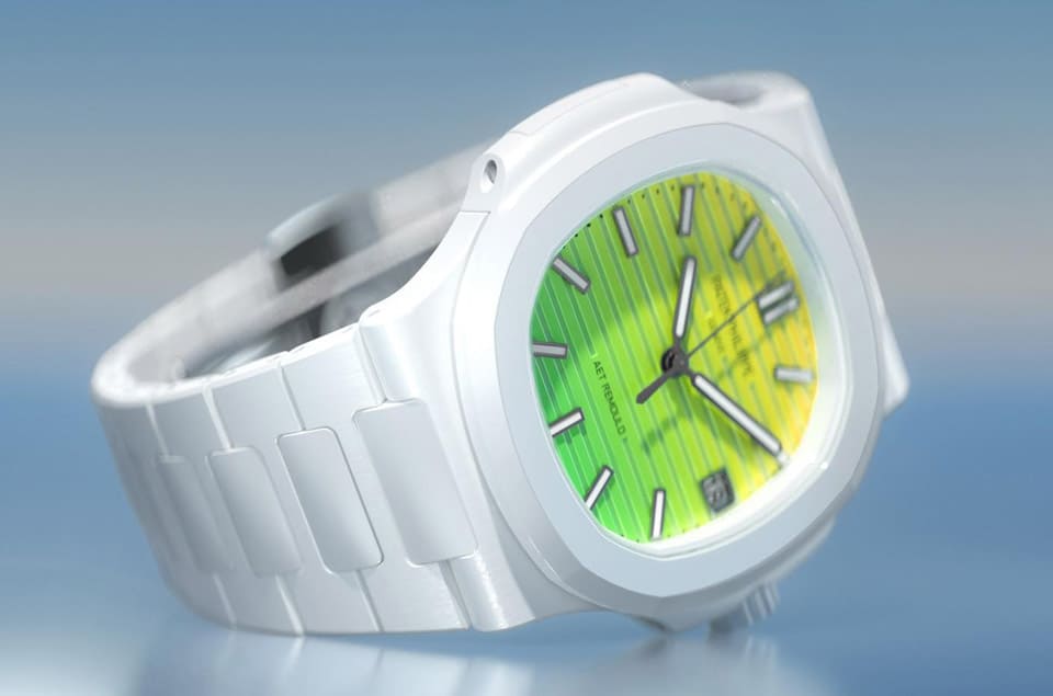 灵感来自日出与日落美景的PP金鹰5711白陶瓷运动表