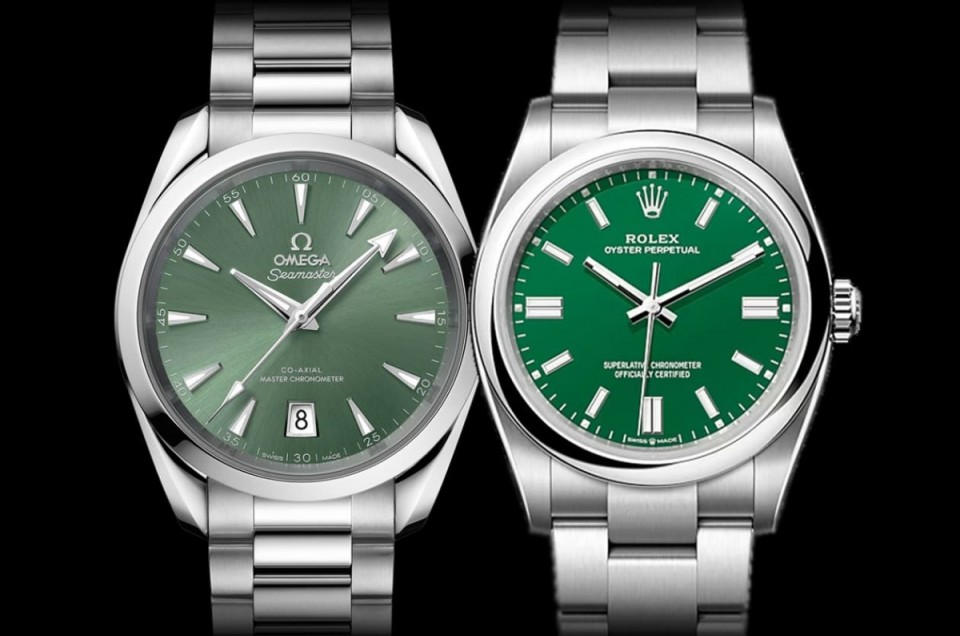 绿色漆面入门运动表 劳力士OP与欧米茄Aqua Terra比较