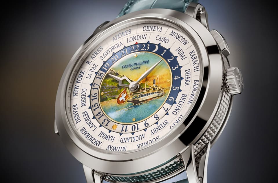 百達翡麗三問世界時間大作5531G改白金材質 琺瑯面盤也換新圖案