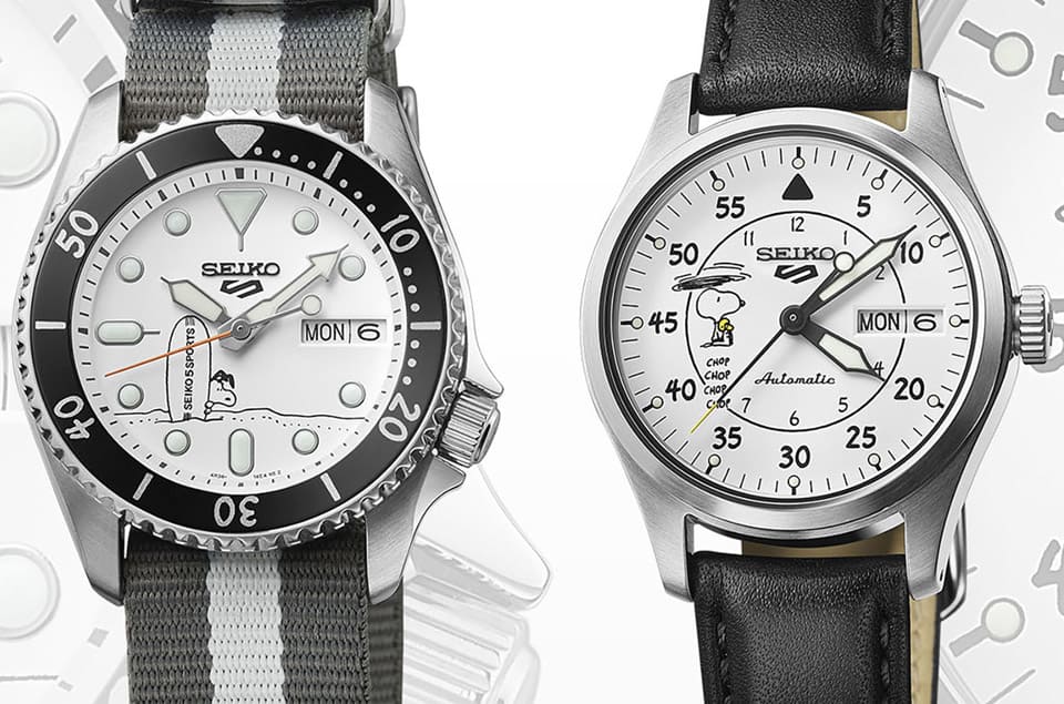 SEIKO 5 Sports系列与《Peanuts》漫画联名将史努比图案摆上面盘