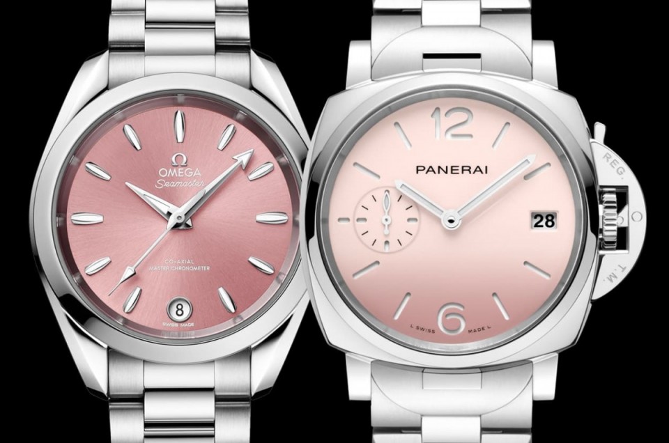20萬價格粉紅色系運動錶  歐米茄海馬Aqua Terra與沛納海Luminor Due比較